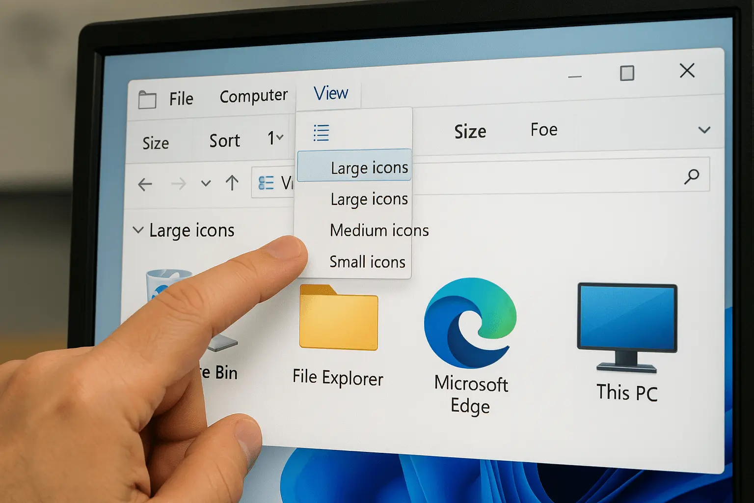 عکس هوش مصنوعی تغییر سایز آیکون ها در ویندوز
