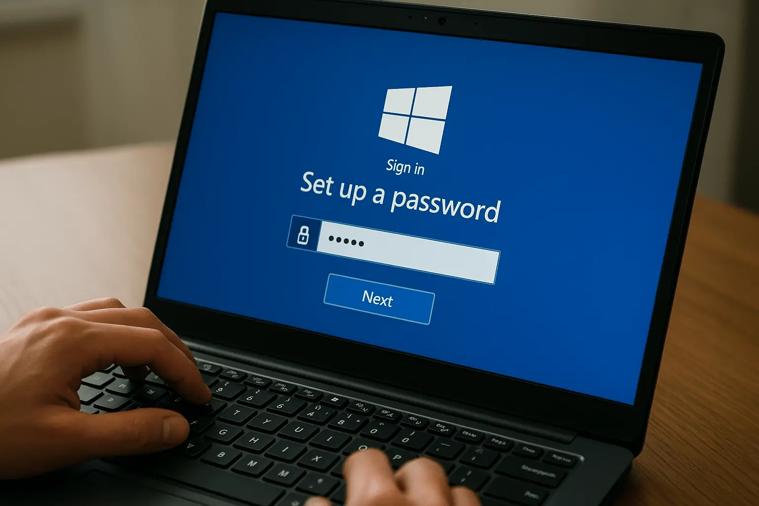 تصویر هوش مصنوعی برای نحوه رمز گذاشتن روی ویندوز