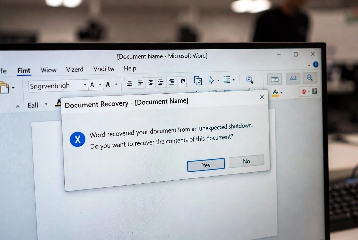 بازیابی سند ورد ذخیره نشده